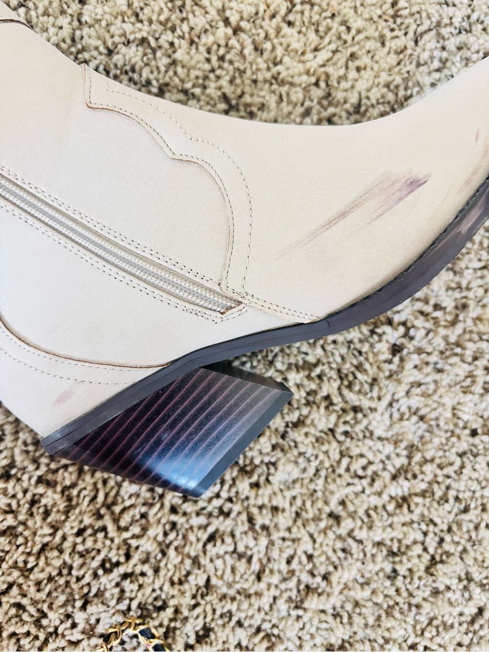 SHEIN Cream Western Ankle Boots with Stacked Heel - Picture 5 of 11